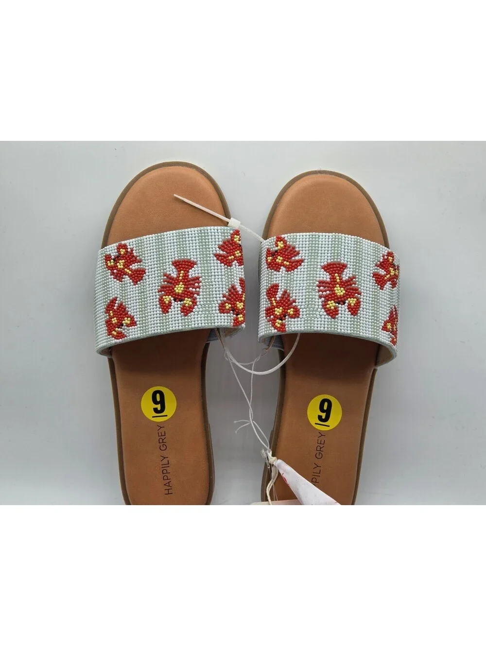 Happily Grey Lobster Beaded Slide Sandals w/ Matching Scarf Size 9 NWT